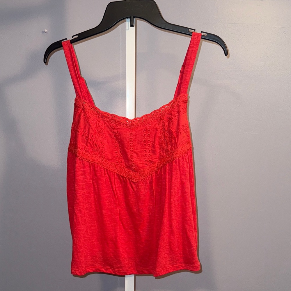 NWT Rewind Juniors' Rewind Crochet-Trim Tank Top Medium Cherry Tulip